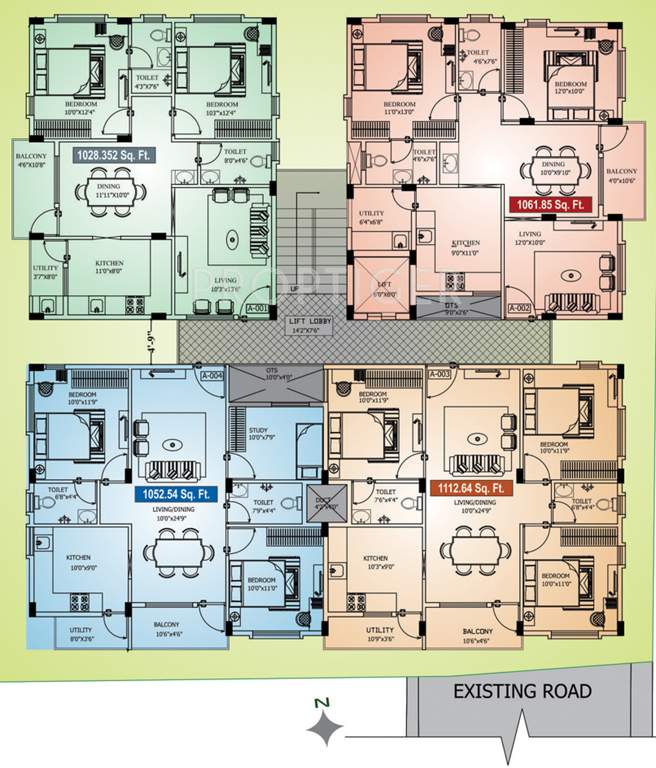 pnr group vasudhaa raja gruha Vasudhaa Raja Gruha Typical Floor Cluster Plan