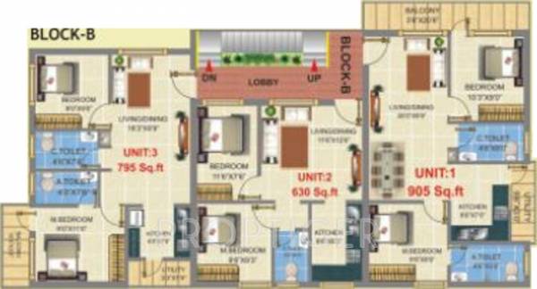 gk-shelters gk-pearl Block B Typical Floor Cluster Plan