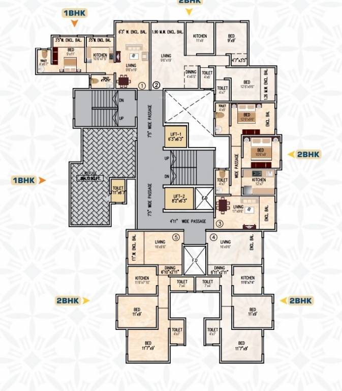 gp complex building no 2 Wing A & B Cluster Plan