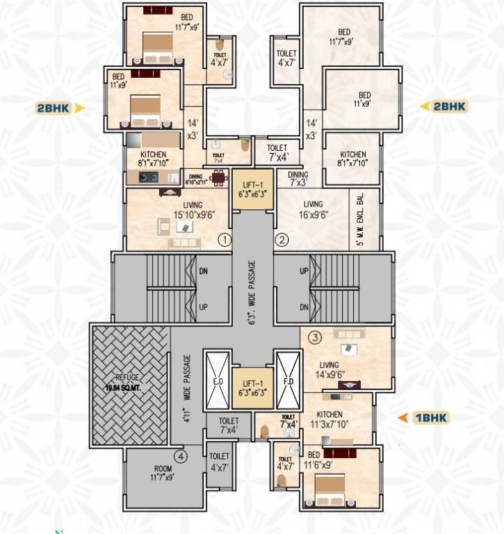  gp complex building no 2 Wing A & B Cluster Plan
