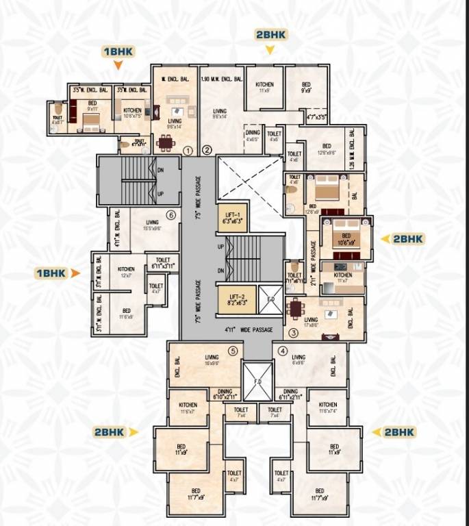  gp complex building no 2 Wing A & B Cluster Plan