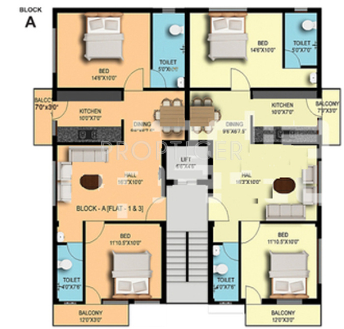 roja builders classic apartments Cluster Plan