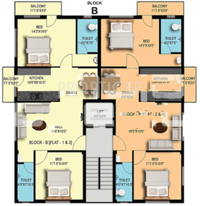 roja builders classic apartments Cluster Plan