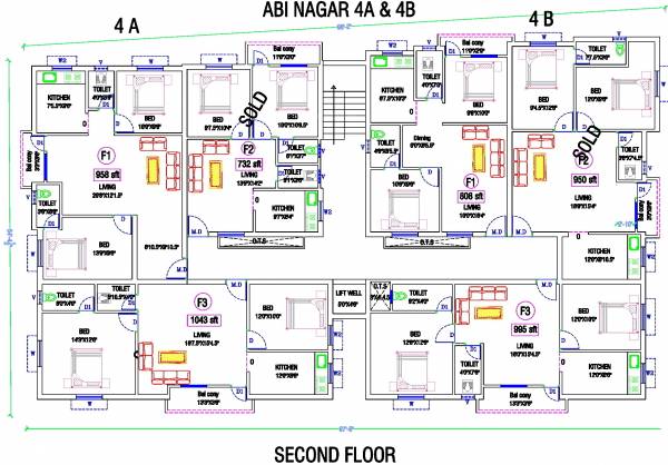 kb-constructions neha-netra Block 4A & 4B Cluster Plan for 2nd Floor