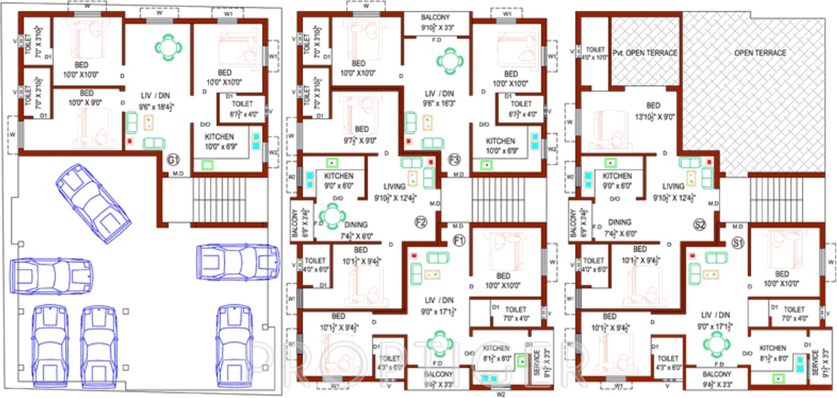 perfect builders pride Pride Cluster Plan for Typical Floor
