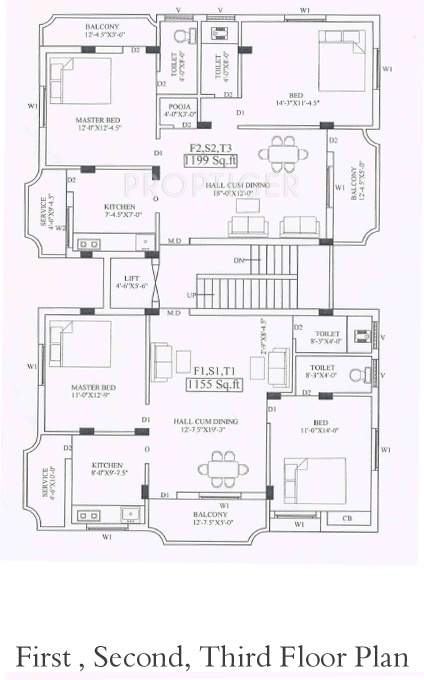 egb builders perambur Perambur Cluster Plan from 1st to 3rd Floor