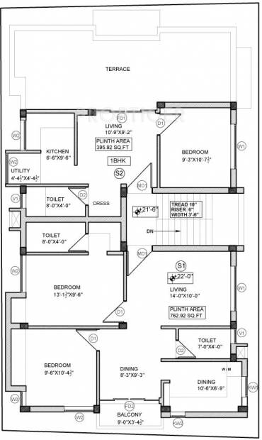 graha-promoters srihari-flats Block 1 Cluster Plan for 2nd Floor