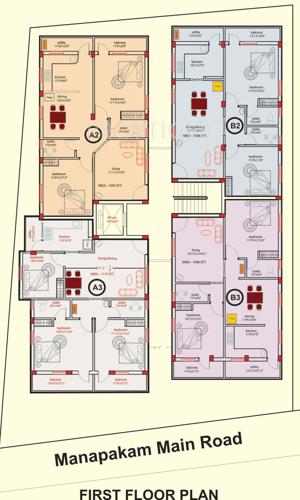 sbb-homes thirumala-apartments Block A,B Cluster Plan for 1st Floor