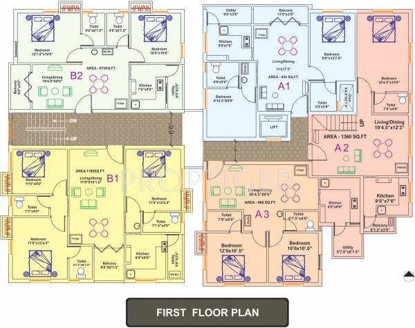sbb-homes navarathna Block A,B Cluster Plan for 1st Floor