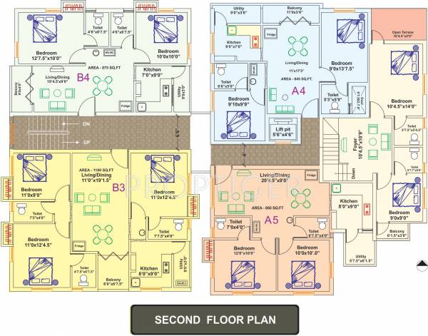 sbb-homes navarathna Block A,B Cluster Plan for 2nd Floor