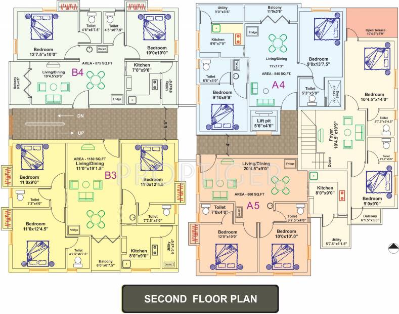 sbb-homes navarathna Block A,B Cluster Plan for 2nd Floor