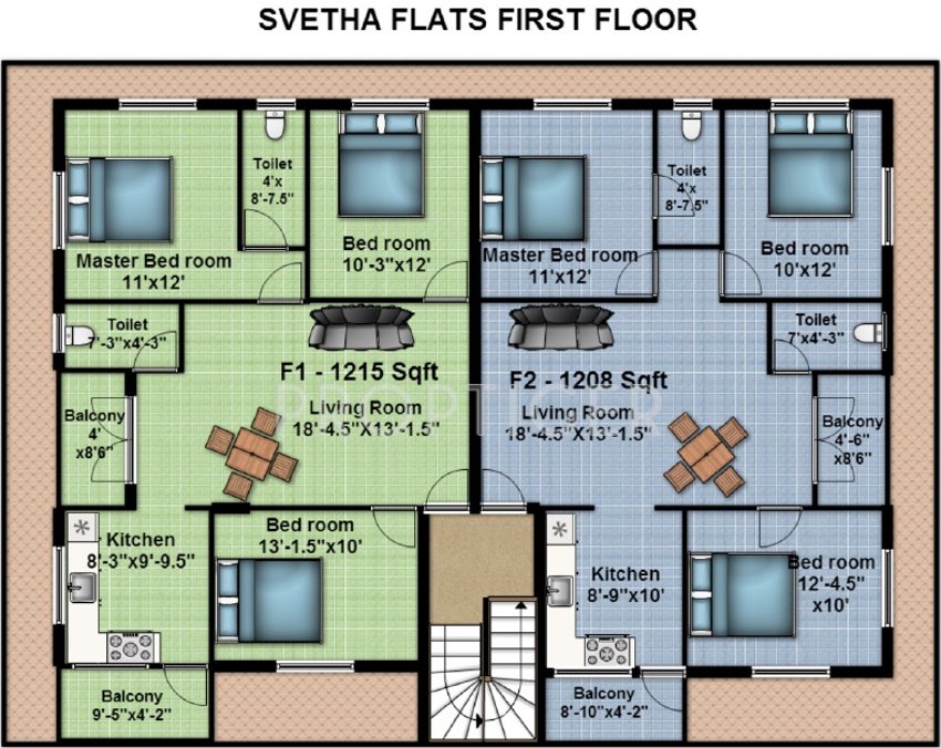 anu builders sveta flats Sveta Flats  Cluster Plan for 1st Floor