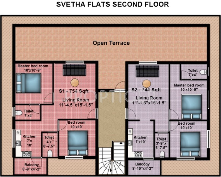 anu builders sveta flats Sveta Flats  Cluster Plan for 2nd Floor