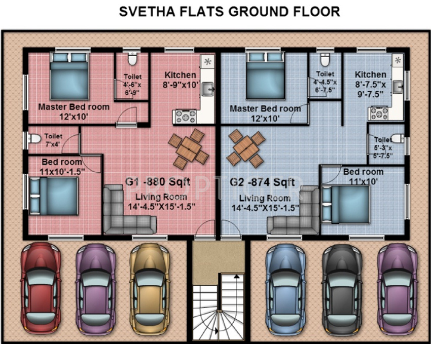 anu builders sveta flats Sveta Flats  Cluster Plan for ground Floor