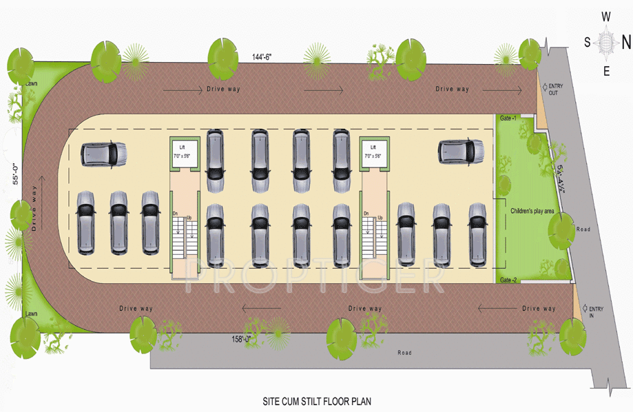 swetha builders star Star Cluster Plan for Stilt Floor