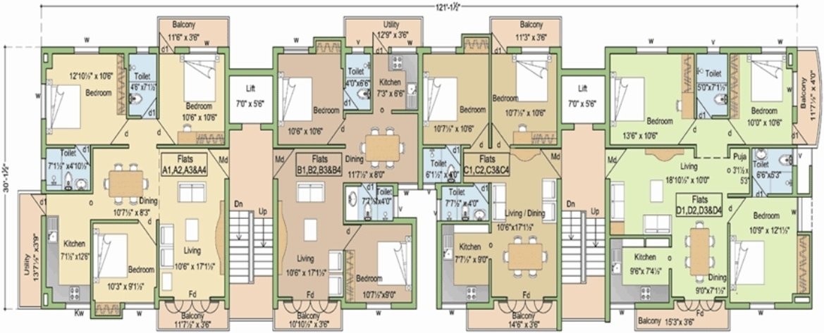 swetha builders star Star Cluster Plan from 1st to 4th Floor