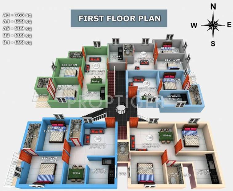 geejay-homes kasibar-colony Block A,B Cluster Plan for 1st Floor