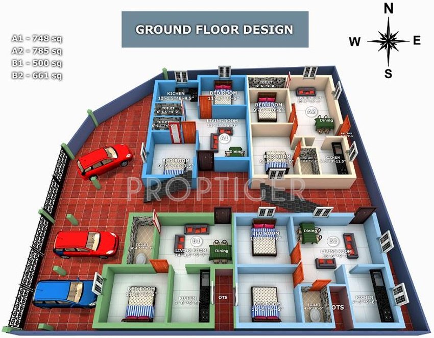 geejay homes kasibar colony Block A,B Cluster Plan for ground Floor
