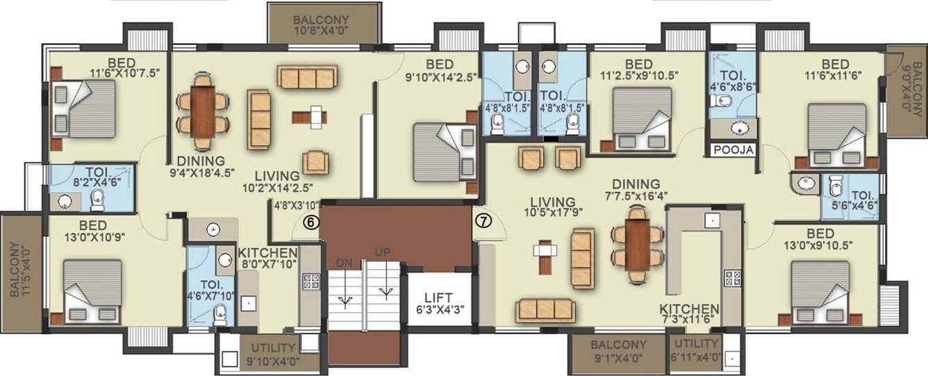 nivedha constructions watraphouse Watraphouse Cluster Plan from 2nd to 4th Floor