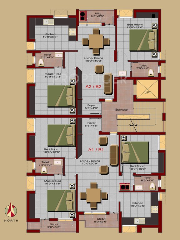 kay ram builders jaichand Jaichand Cluster Plan for 1st Floor