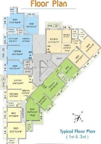 Valley Residency Cluster Plan for 1st & 3rd Floor dias-and-sons-builder valley-residency Valley Residency Cluster Plan for 1st & 3rd Floor