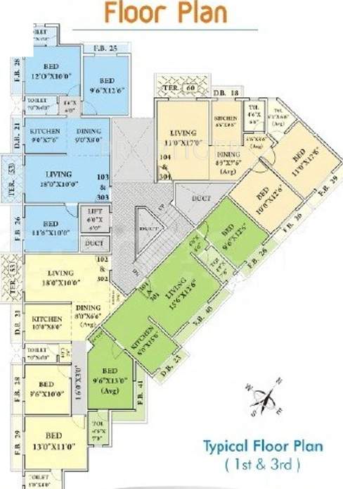 dias and sons builder valley residency Valley Residency Cluster Plan for 1st & 3rd Floor