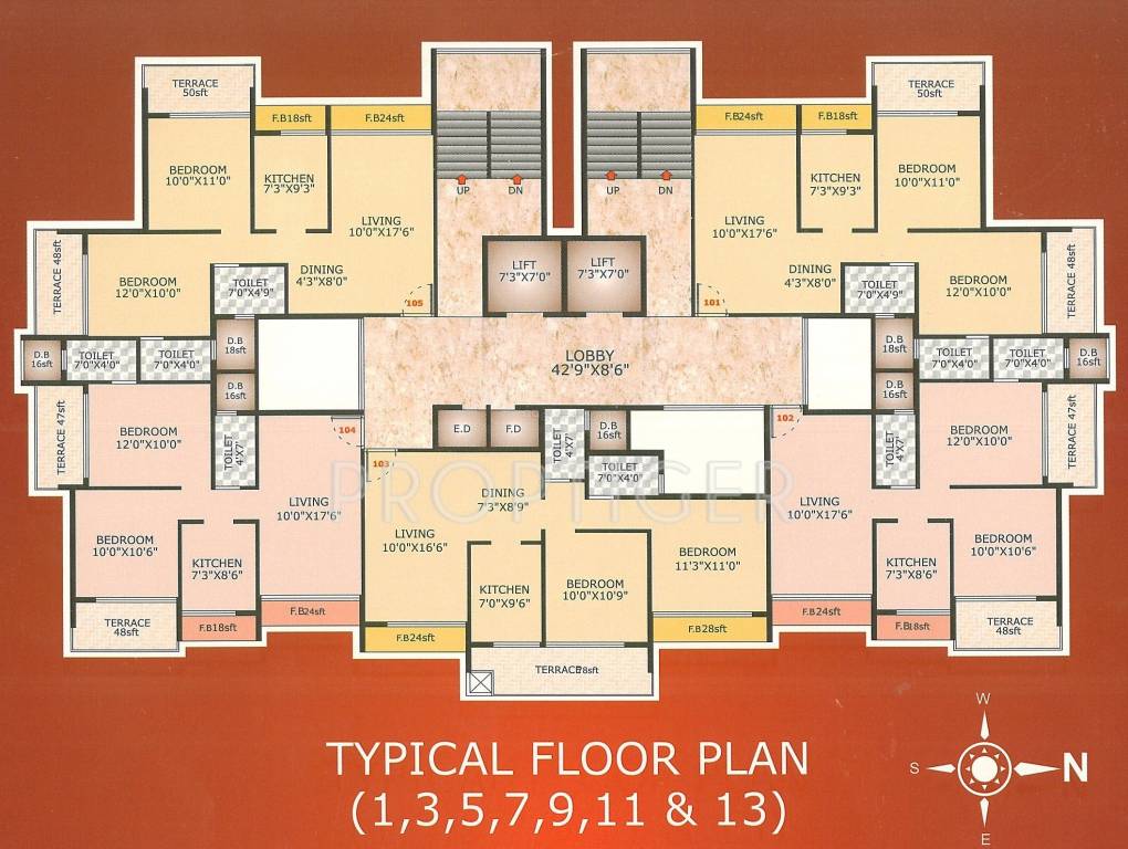  avenue Avenue Odd Floor Cluster Plan