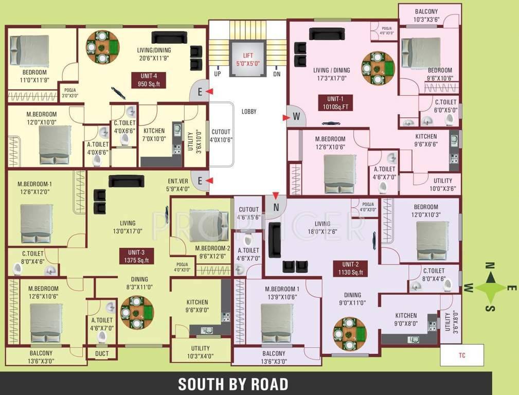 purandhar naidu and  others sv enclave Cluster Plan from 1st to 4th Floor