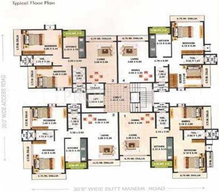 bajaj-constructions elegance Elegance Typical Floor Cluster Plan
