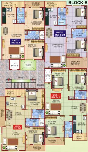 sri-vinayaka-infra swasthik Swasthik Block B Cluster Plan from 1st to 4th Floor