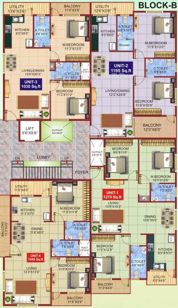 sri-vinayaka-infra swasthik Swasthik Block B Cluster Plan from 1st to 4th Floor