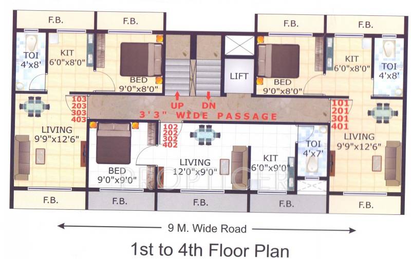 ravi-enterprises bhavna-palace Cluster Plan from 1st to 4th Floor