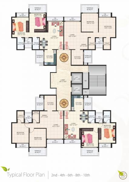  heritage Heritage Cluster Plan for 2nd, 4th, 6th, 8th and 10th Floor