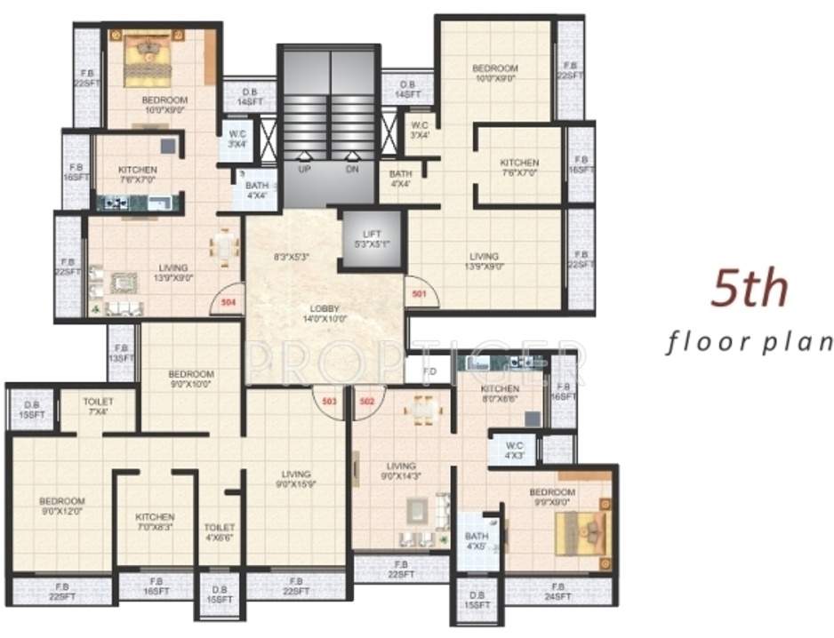 united properties kailash sadan Kailash Sadan Cluster Plan for 5th Floor