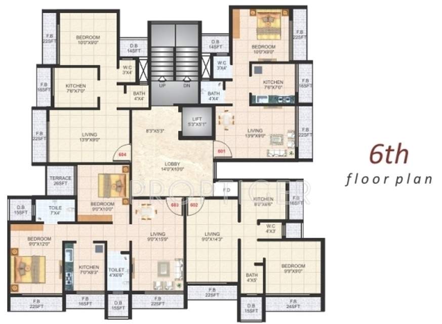 united properties kailash sadan Kailash Sadan Cluster Plan for 6th Floor