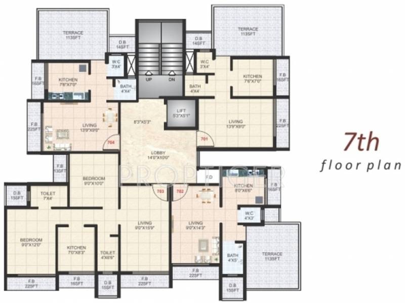 united-properties kailash-sadan Kailash Sadan Cluster Plan for 7th Floor