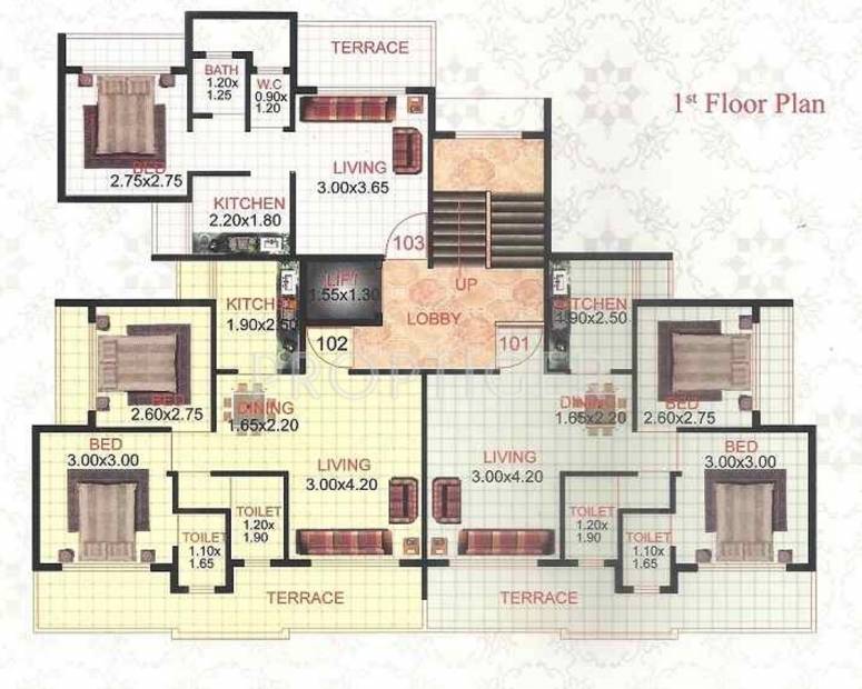 yash-associates-mumbai om-datta-apartment Om Datta Apartment Cluster Plan for 1st Floor