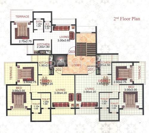 yash-associates-mumbai om-datta-apartment Om Datta Apartment Cluster Plan for 2nd Floor