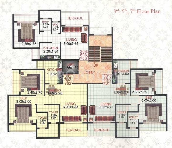 yash-associates-mumbai om-datta-apartment Om Datta Apartment Cluster Plan from 3rd to 7th Floor