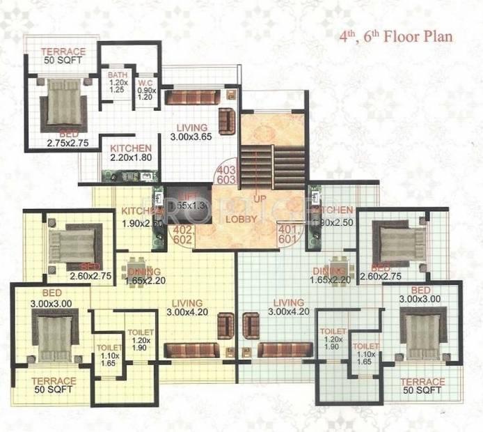 yash-associates-mumbai om-datta-apartment Om Datta Apartment Cluster Plan from 4th to 6th Floor