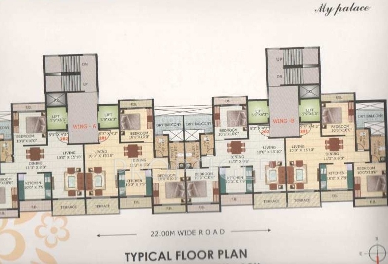 mahakali-enterprise patel-park Wing A And B Typical Floor Cluster Plan