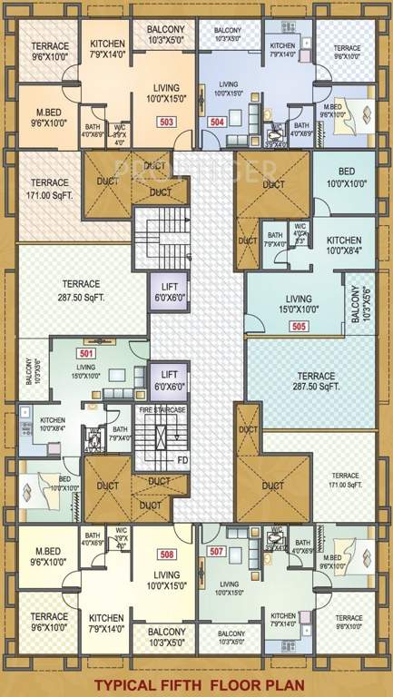 shree om builders and developers sriroz paradise ii Sriroz Paradise II Cluster Plan for 5th Floor