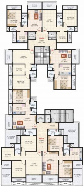  amrut Wing A,B Cluster Plan for 1st Floor