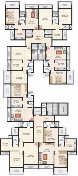  amrut Wing A,B Cluster Plan from 2nd & 4th Floor