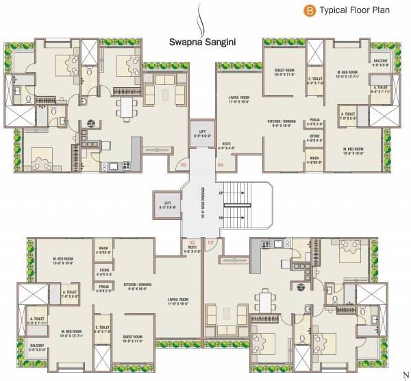  swapna-sangini Tower B Cluster Plan for ground Floor