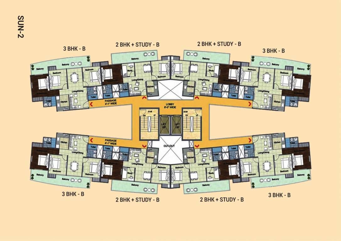  ultimo Sun 2 Cluster Plan for Typical Floor