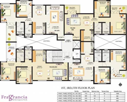 966 sq ft 2 BHK Floor Plan Image - Venkateshwara Housing Fragrancia  Available for sale 