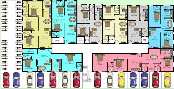 Tower D Cluster Plan for Ground Floor kvm-housing-developers swarnabhoomi Tower D Cluster Plan for Ground Floor