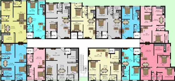 Tower E Cluster Plan from 1st to 2nd Floor kvm-housing-developers swarnabhoomi Tower E Cluster Plan from 1st to 2nd Floor
