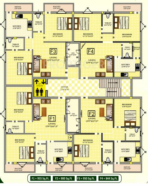 Arcade Cluster Plan from 1st to 4th Floor prudential-homes-&-property-developers arcade Arcade Cluster Plan from 1st to 4th Floor
